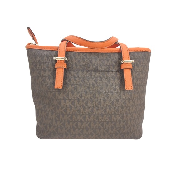 Michael Kors Jet Set Travel XS Carryall Top Tote Zip Satchel Shoulder Bag Orange - Picture 2 of 11